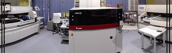 Production workshop 2021 - Stencil machine (centre), two assembly machine
